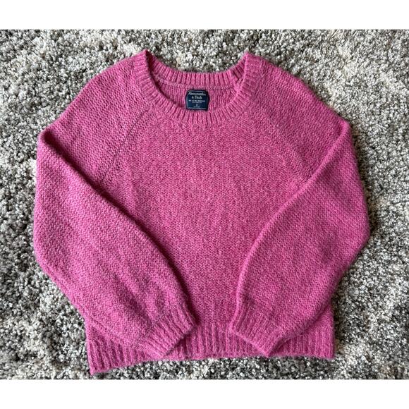Abercrombie & Fitch Pink Wool Blend Knit Balloon Sleeve Crewneck Sweater Small - Picture 6 of 13